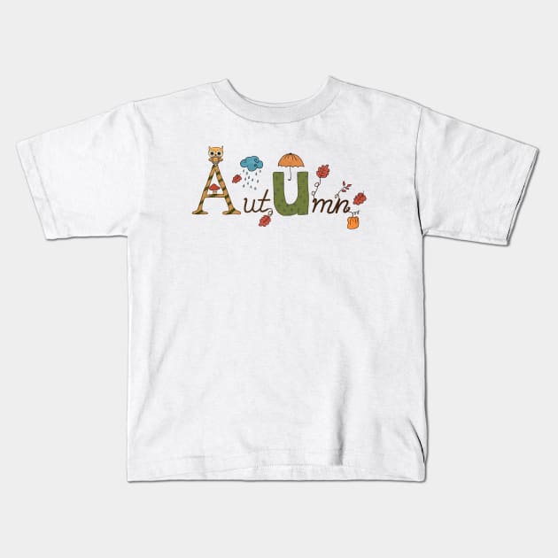 Herbstapplikation Kids T-Shirt by Blumchen